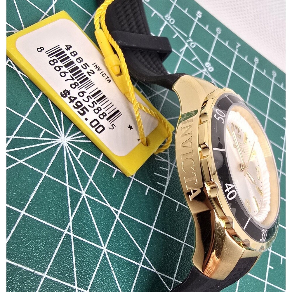 Invicta Women's Watch Angel Quartz Gold Tone Dial Black Silicone Strap 48852 - Picture 4 of 8